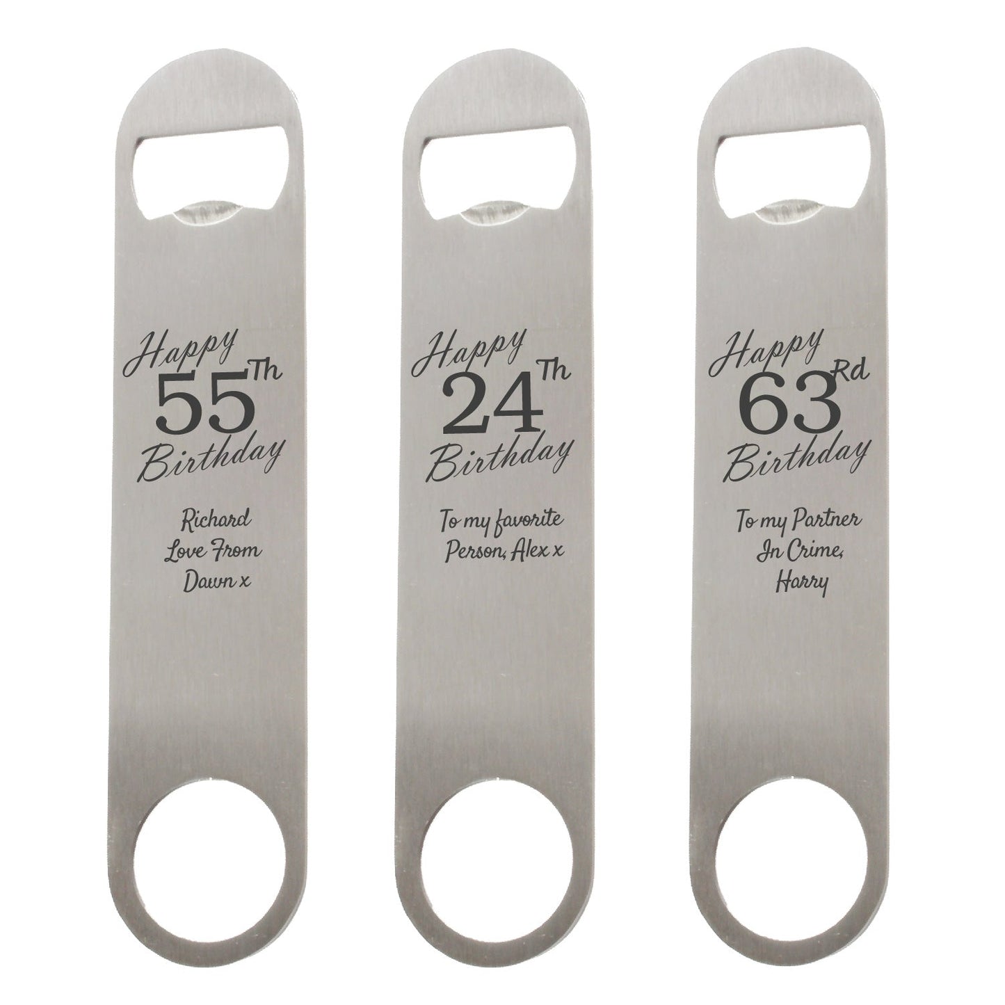 Engraved Large Steel Bar Blade Bottle Opener Happy Custom Number Birthday