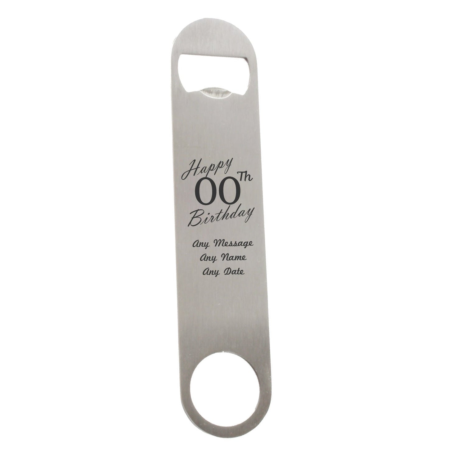 Engraved Large Steel Bar Blade Bottle Opener Happy Custom Number Birthday