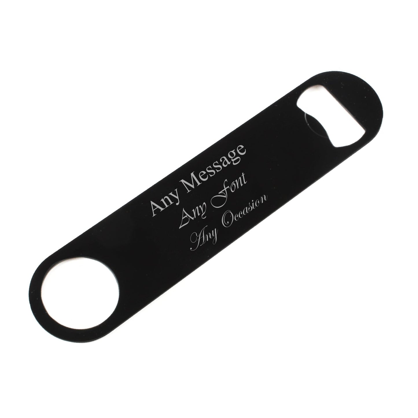 Engraved Large Black Steel Bar Blade Bottle Opener Any Message
