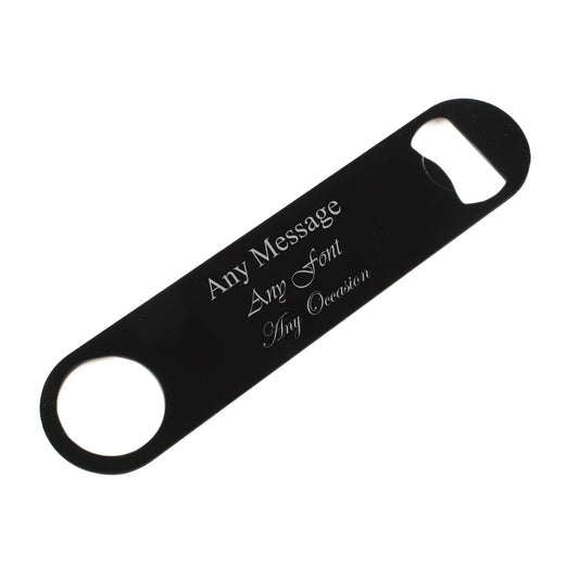 Engraved Large Black Steel Bar Blade Bottle Opener Any Message