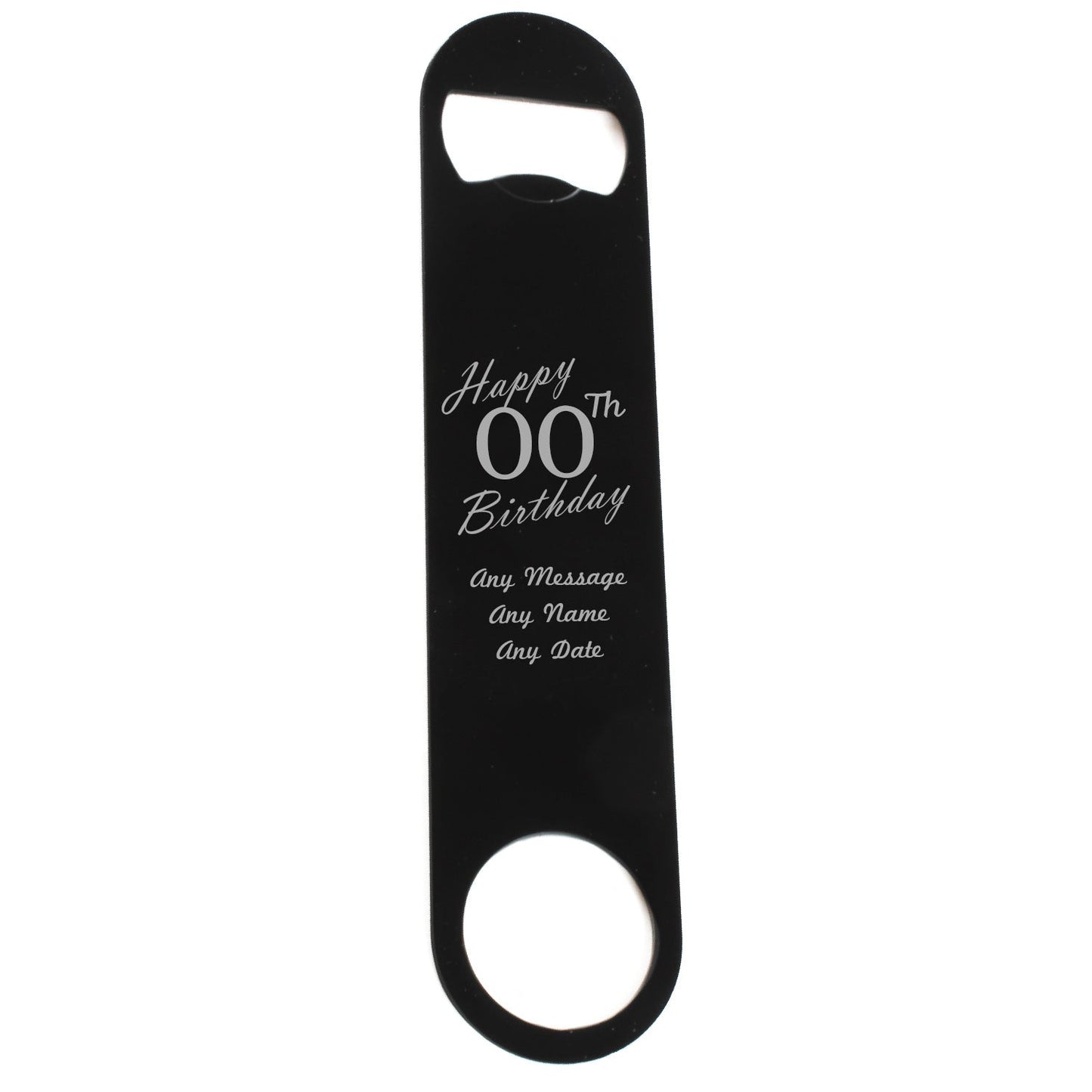 Engraved Large Black Steel Bar Blade Bottle Opener Happy Custom Number Birthday
