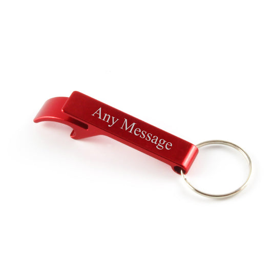 Engraved Red Keyring Bottle Opener Any Message Design