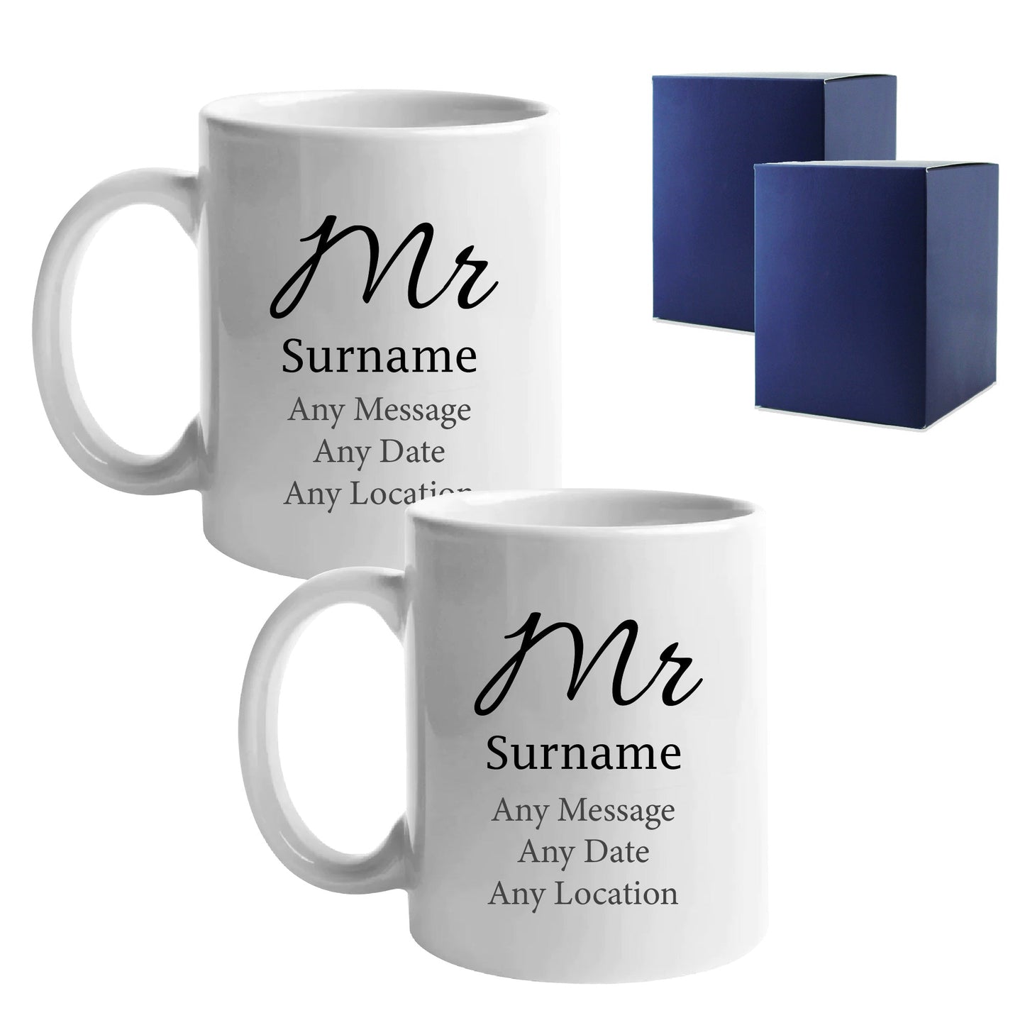 Mr and Mr Mug Set, Elegant Font Design, Ceramic 11oz/312ml Mugs