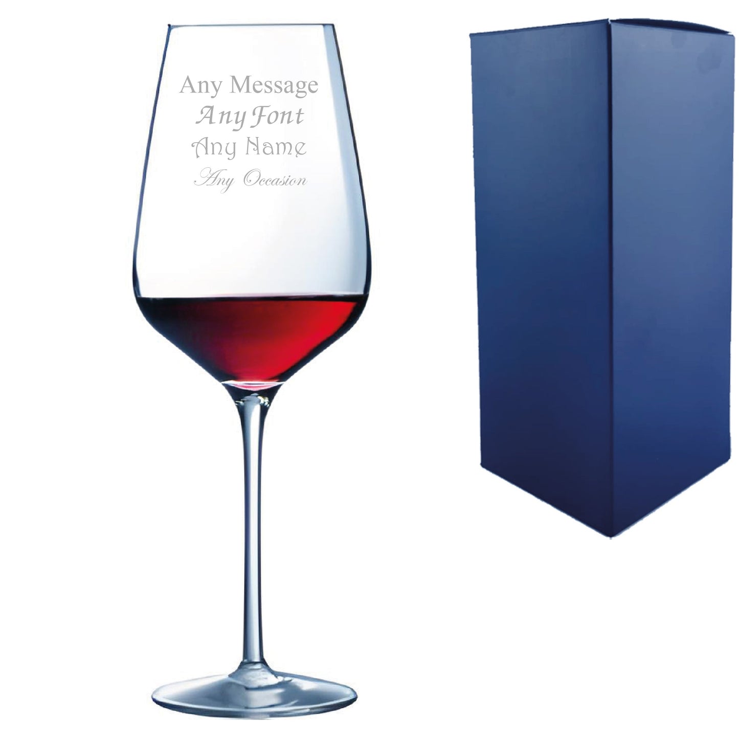 Personalised Engraved Crystal Red Wine Glasses Gift Boxed for Wedding Birthday & Christmas