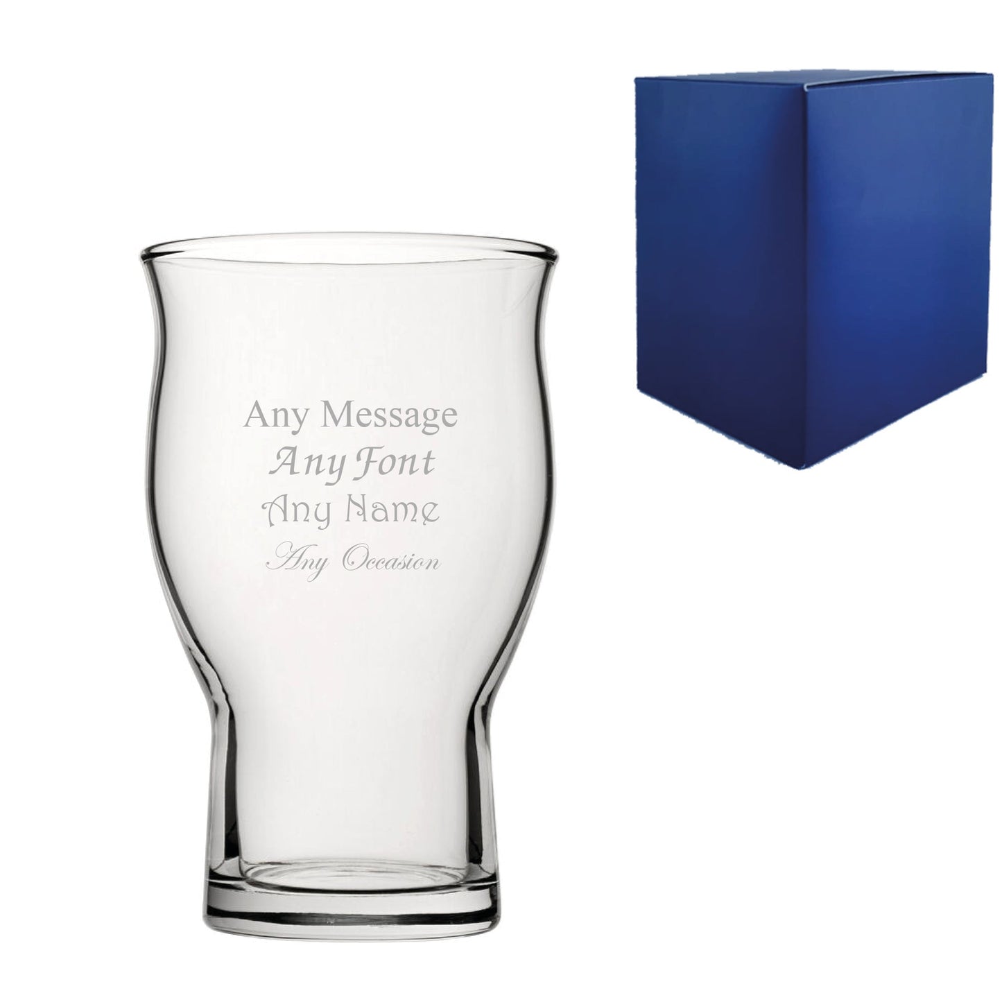 Engraved Beer Glasses Set with Premium Satin Lined Gift Box and Personal Message