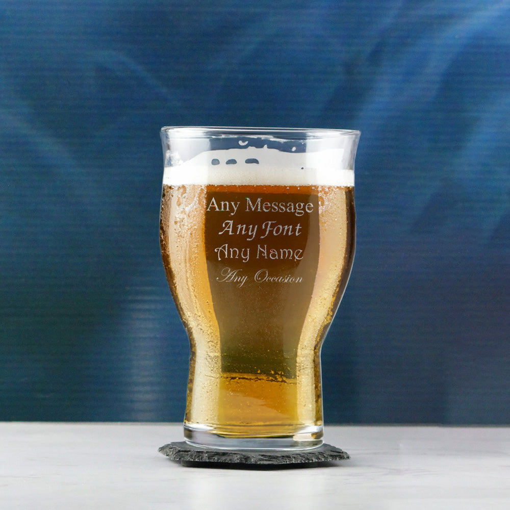 Engraved Beer Glasses Set with Premium Satin Lined Gift Box and Personal Message