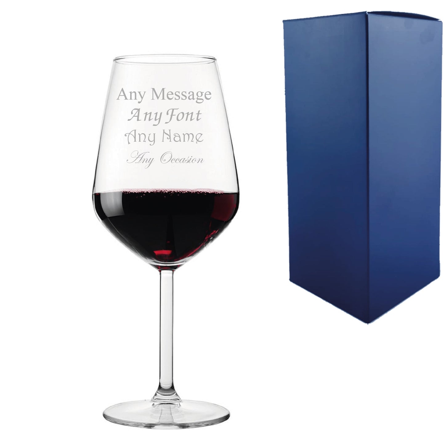 Engraved Red Wine Glass, Allegra 490ml Glass, Gift Boxed