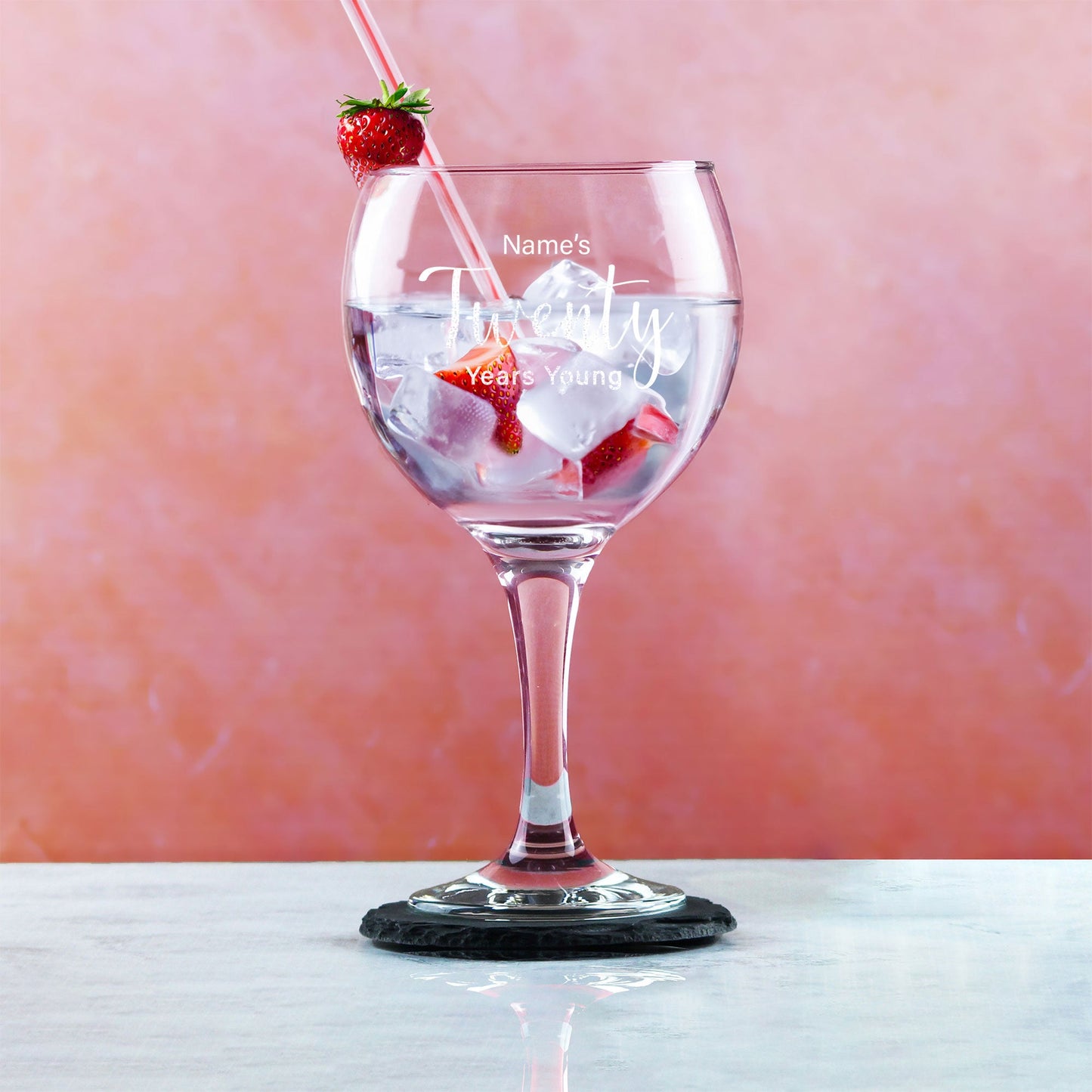 Engraved 20th Birthday Cubata Gin Glass, Years Young Delicate Font