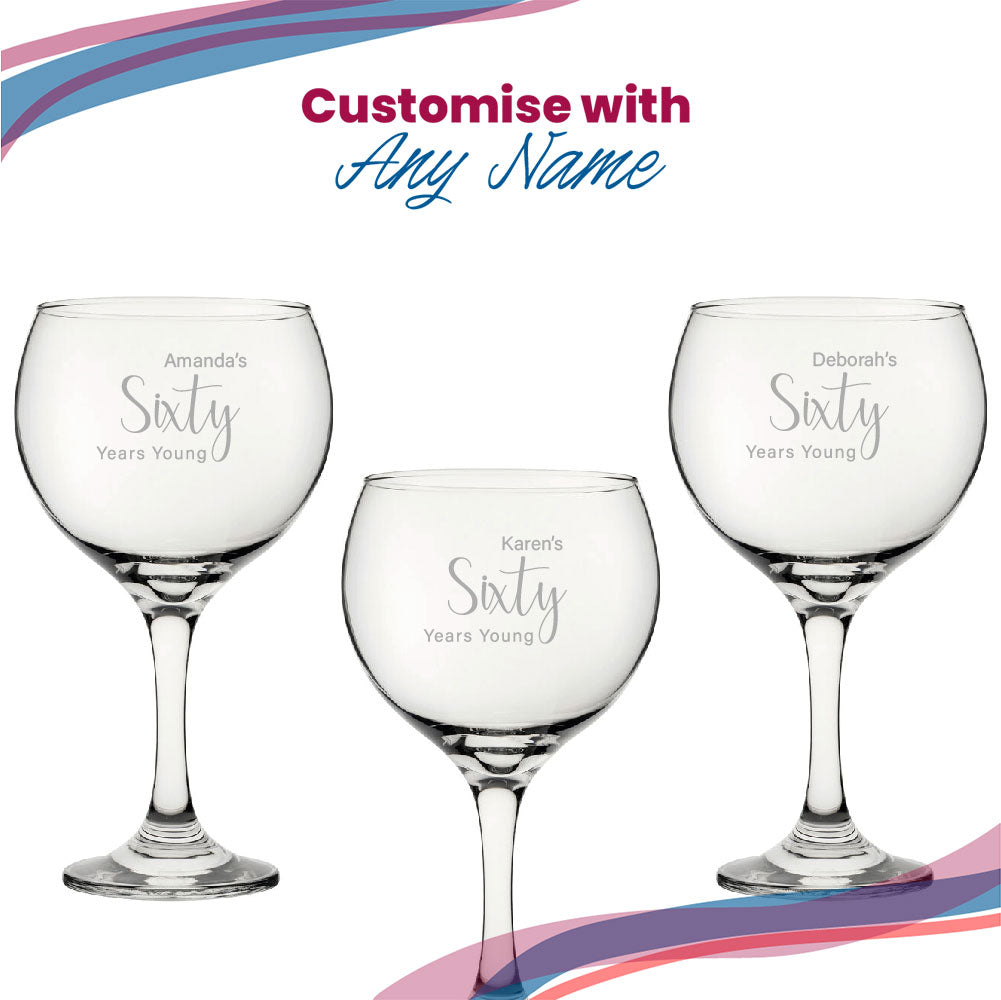 Engraved 60th Birthday Cubata Gin Glass, Years Young Delicate Font