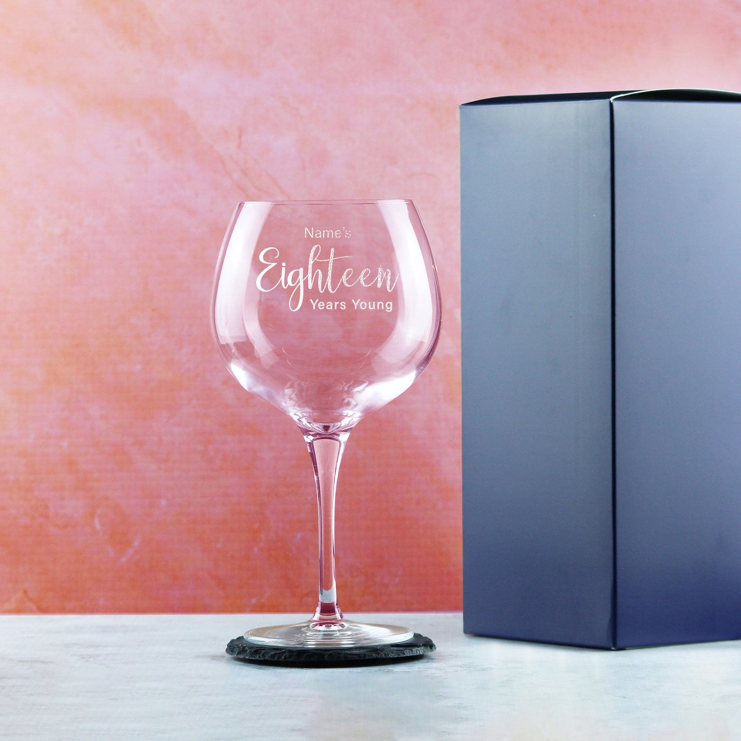 Engraved 18th Birthday Primeur Gin Glass Years Young Delicate Font
