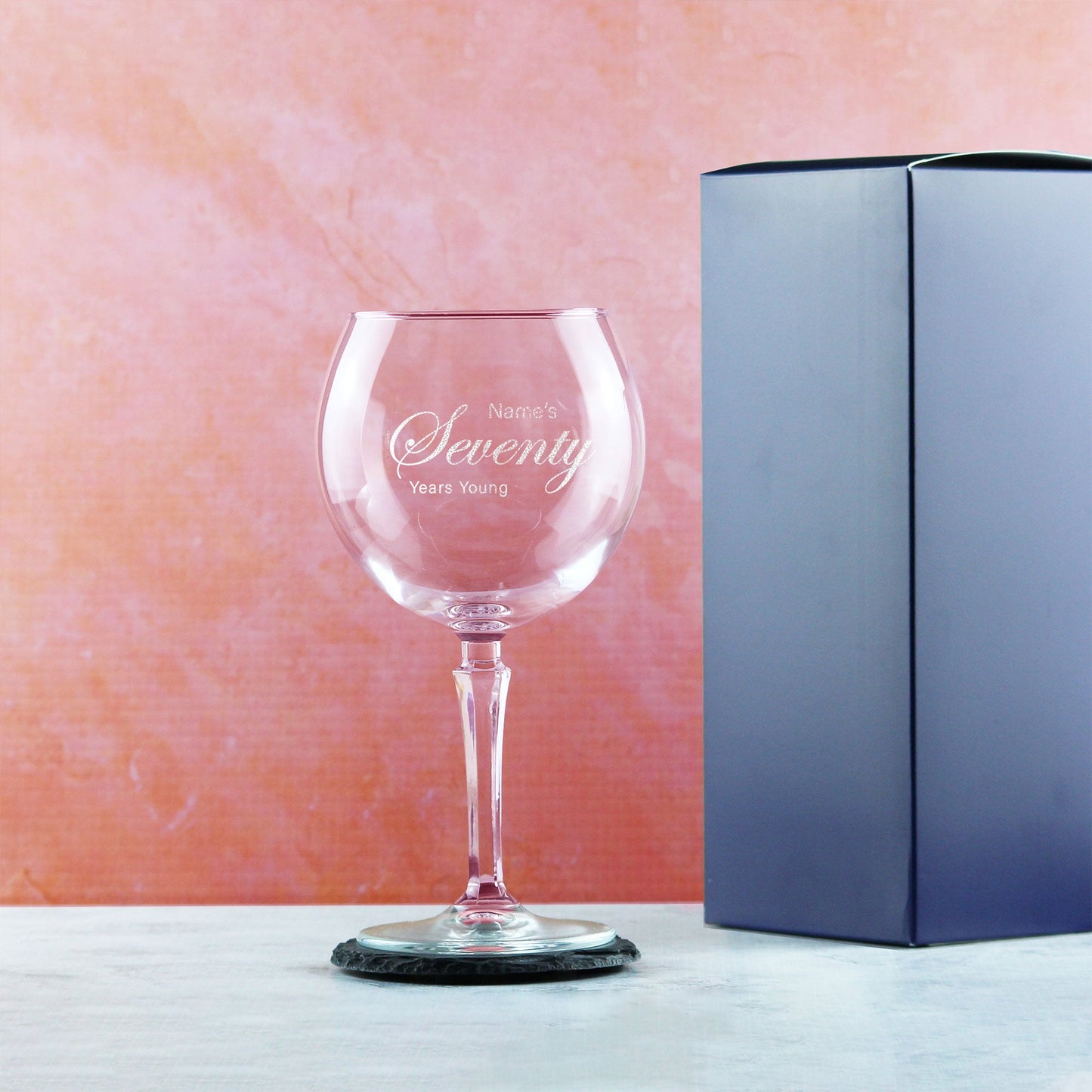 Engraved 70th Birthday Hudson Gin Glass, Years Young Curly Font