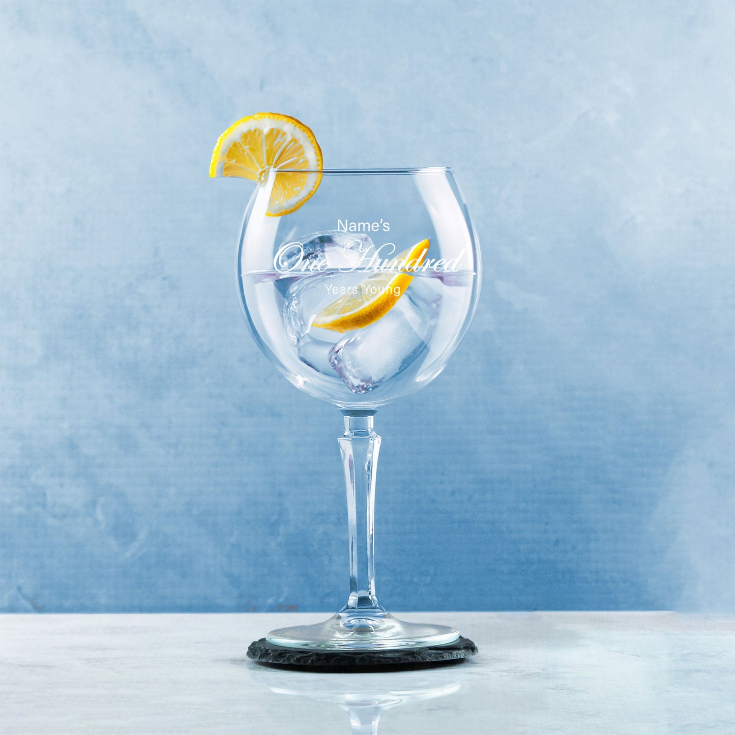 Engraved 100th Birthday Hudson Gin Glass, Years Young Curly Font