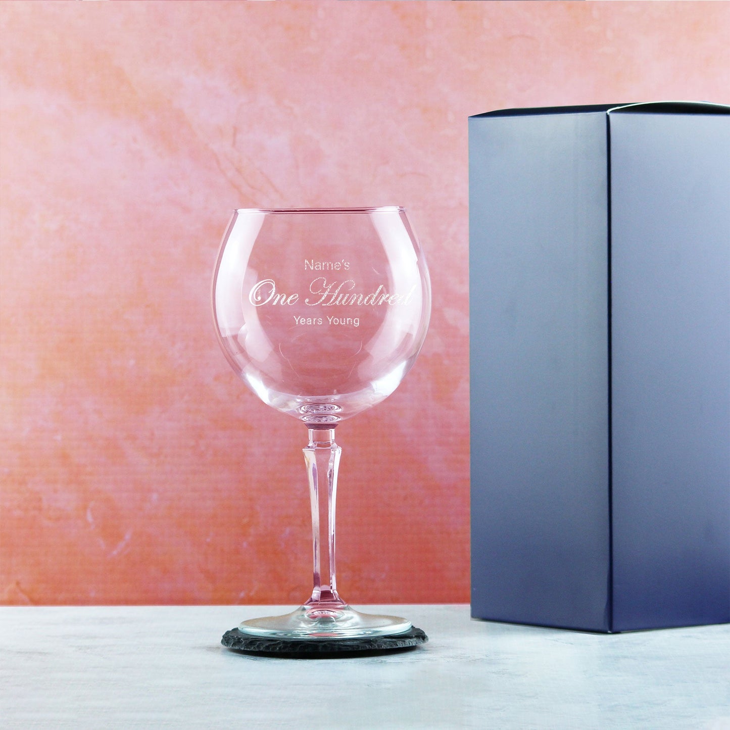 Engraved 100th Birthday Hudson Gin Glass, Years Young Curly Font