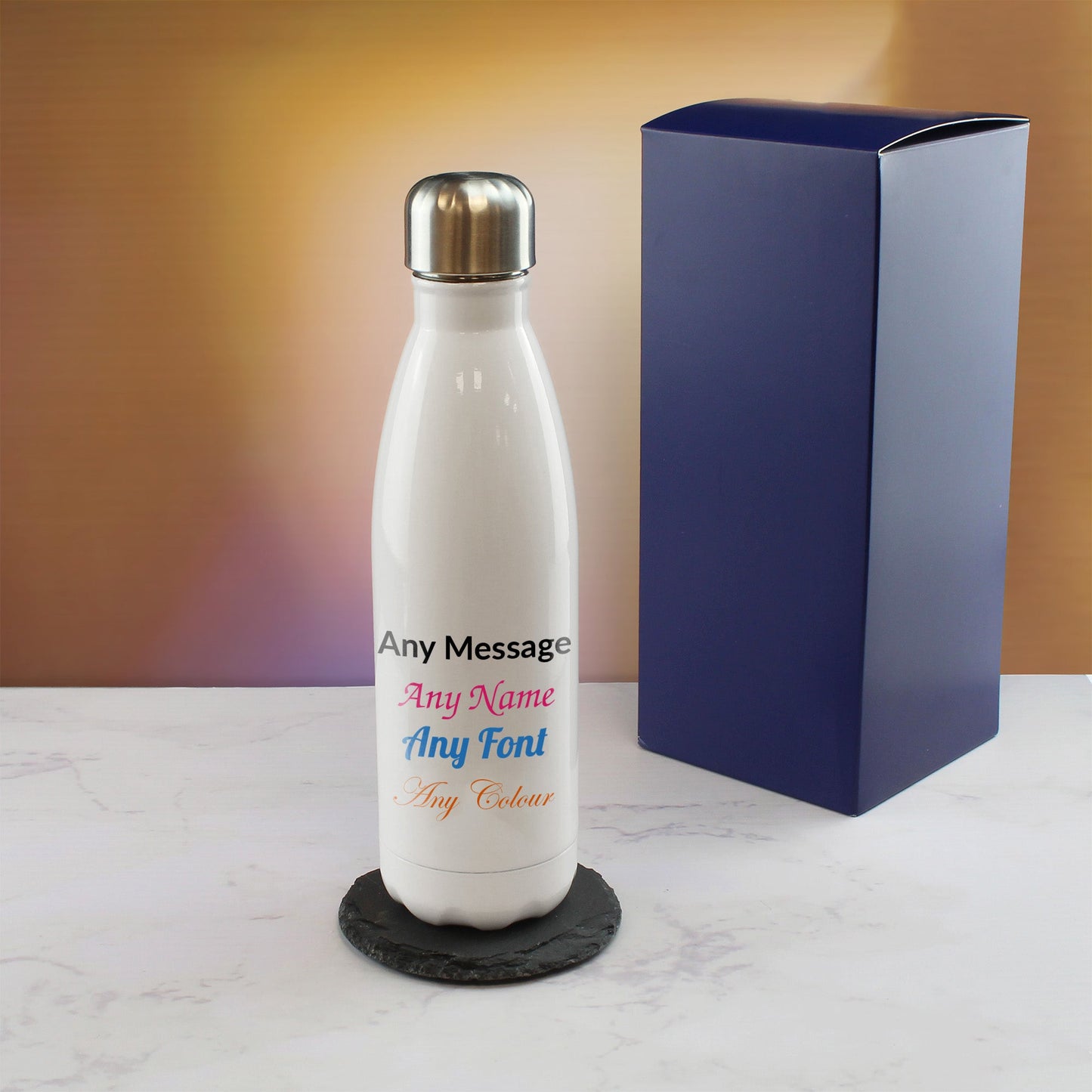 Printed White Thermal Bottle, Any Message, Stainless Steel 500ml/17oz