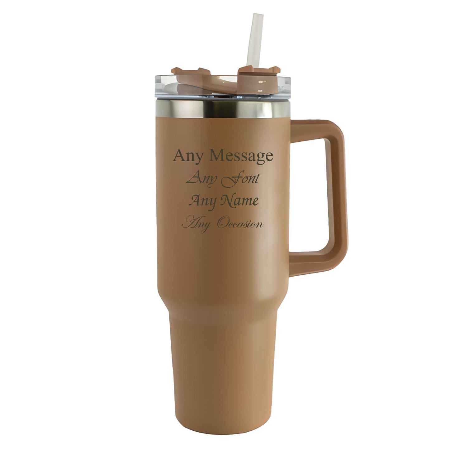 Engraved Extra Large Brown Travel Cup 40oz/1135ml, Any Message