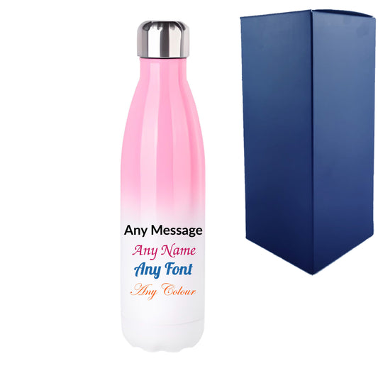 Printed Pink Gradient Thermal Bottle, Any Message, Stainless Steel 500ml/17oz