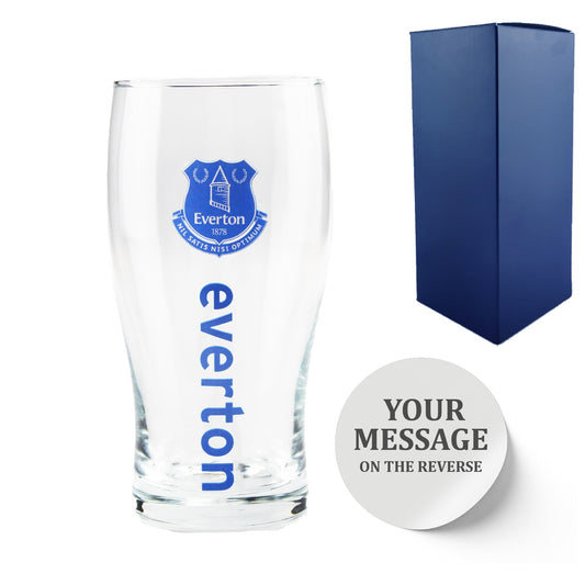 Engraved Everton 20oz Tulip Pint Glass, Gift Boxed