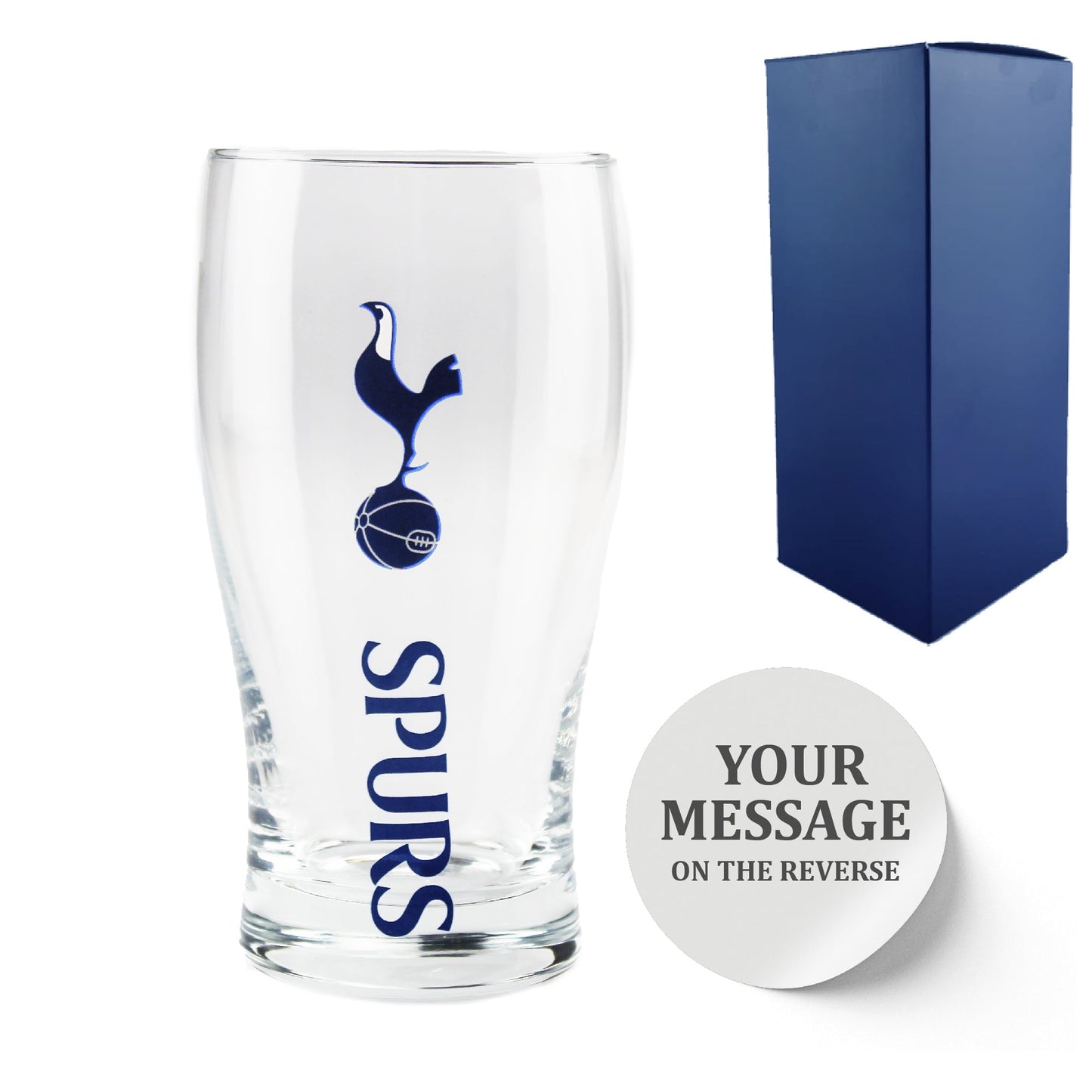 Engraved Tottenham Hotspur 20oz Tulip Pint Glass, Gift Boxed