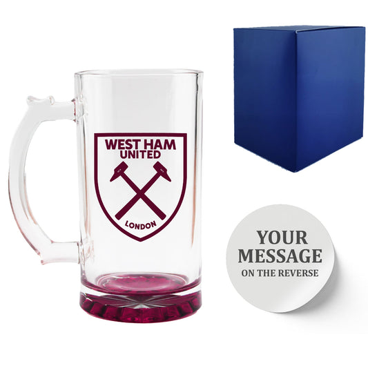 Engraved Official West Ham 20oz Beer Mug, Gift Boxed