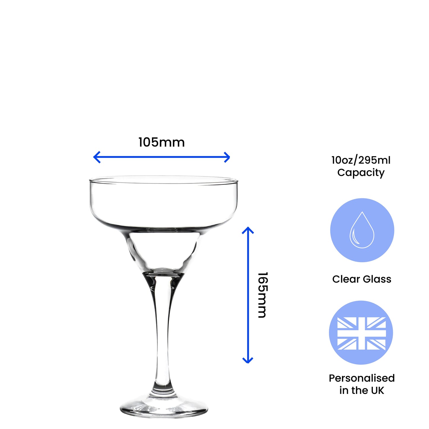 Engraved 295ml Margarita Cocktail Glass with Script Name, Personalise with Any Name