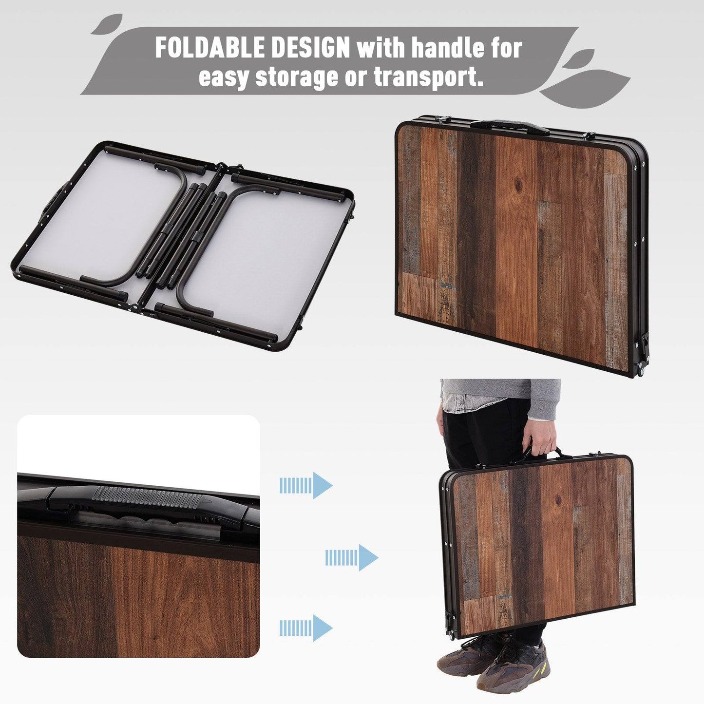 3ft Height Adjustable Medium-density fibreboard Folding Camping Table