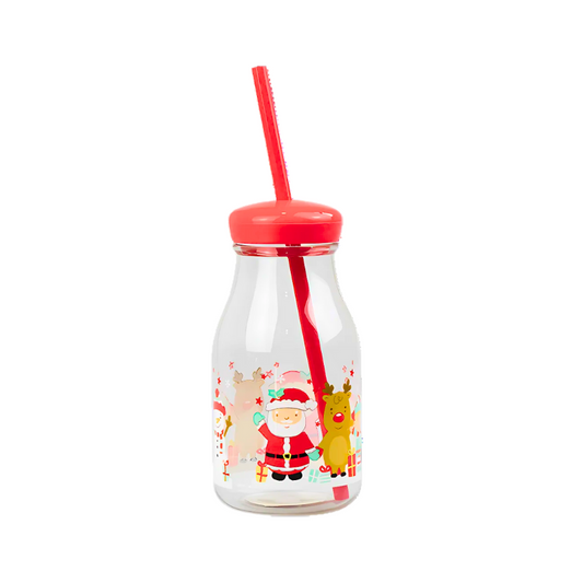 Wholesale Christmas Kids Drink Bottle With Straw - (Case of 24)