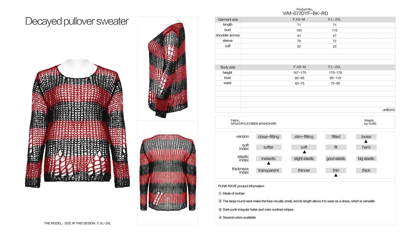 Punk Rave Cosima Knit Sweater - Red