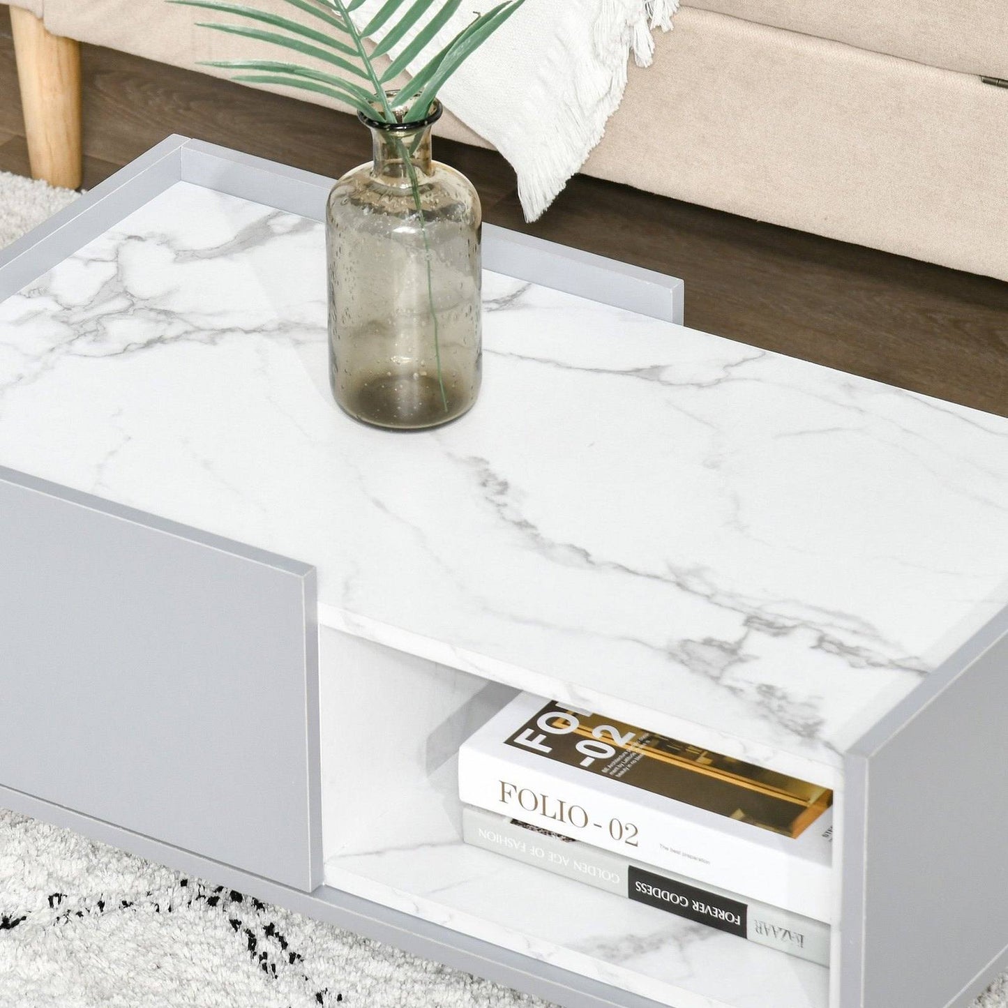 Modern Coffee Table with Marble Effect