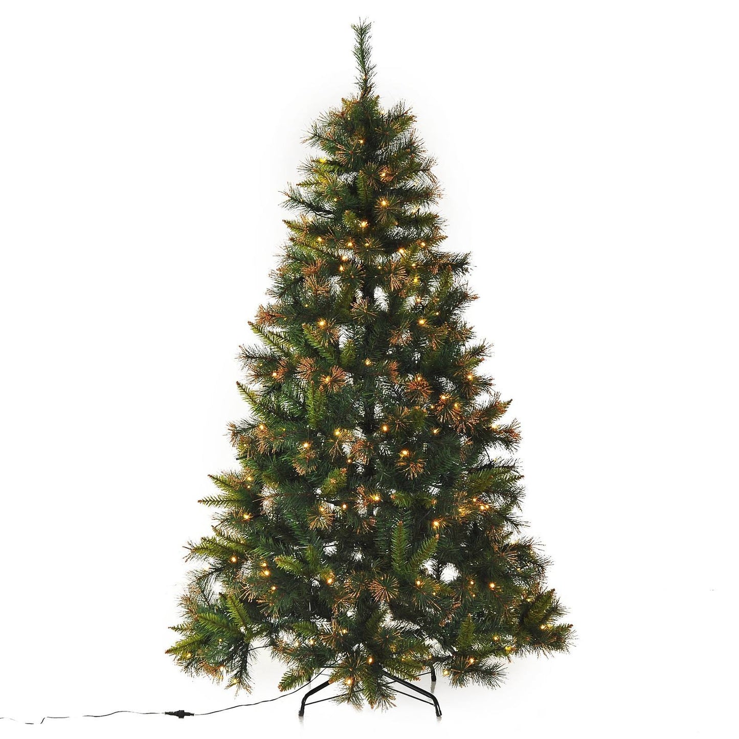 5FT Pre-Lit Christmas Tree Artificial Spruce Xmas Tree Warm White LED Holiday Décor with Metal Stand Green