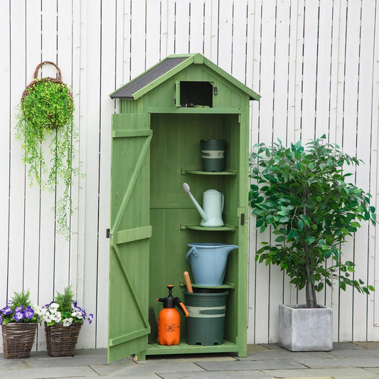Rustica 179cm Single Door Apex Garden Store Fir Wood Green by Steadfast