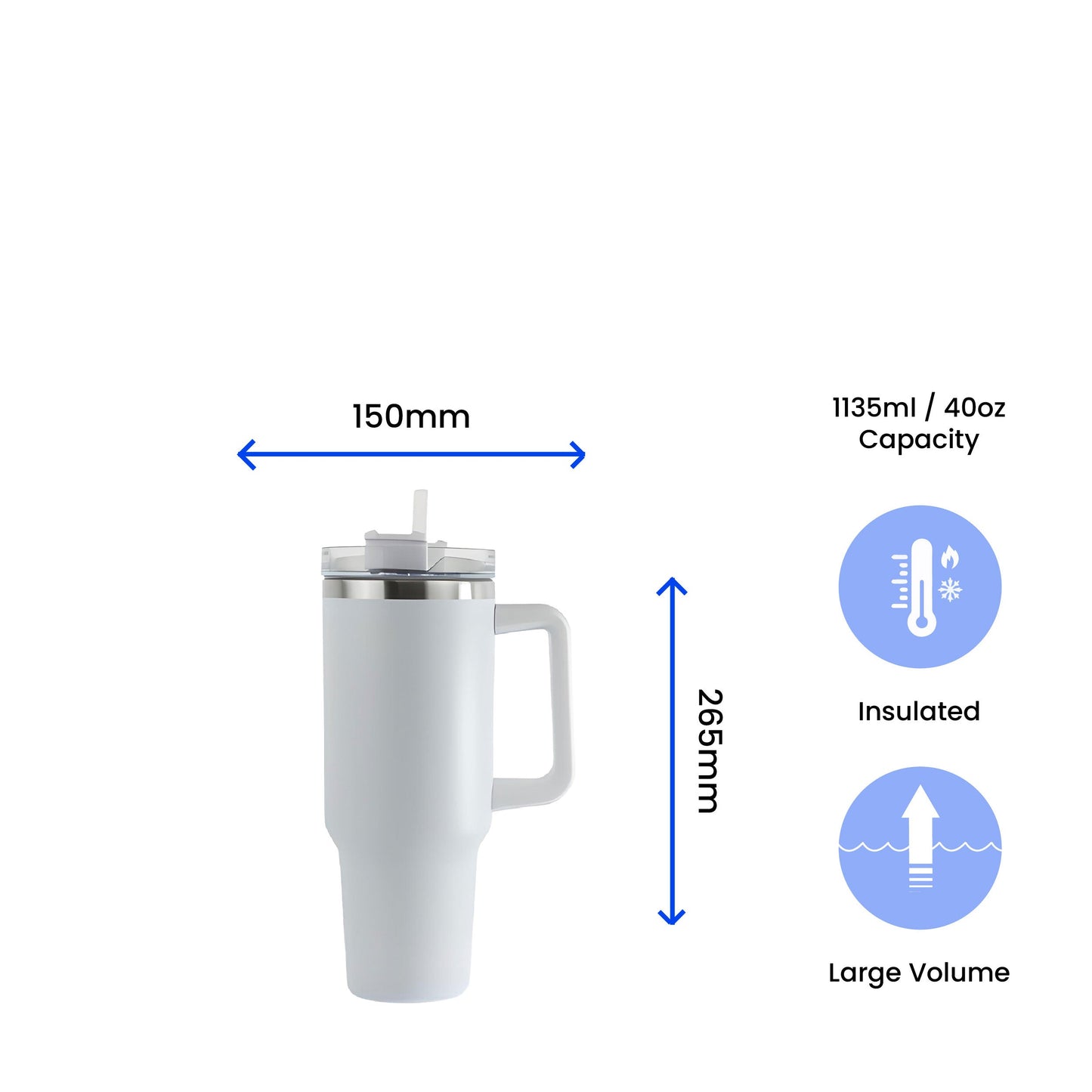 Engraved Extra Large White Travel Cup 40oz/1135ml, Any Message