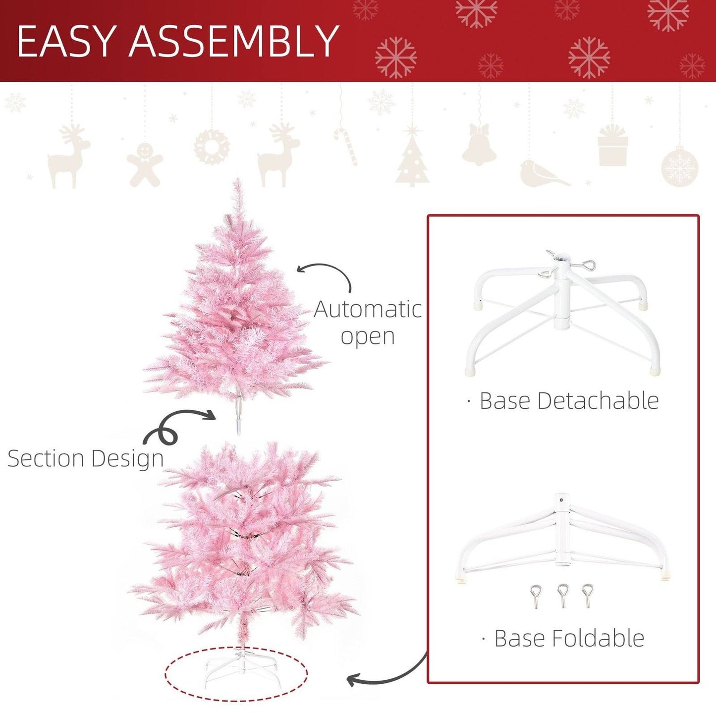 5FT Artificial Christmas Tree Holiday Xmas Holiday Tree Decoration with Automatic Open