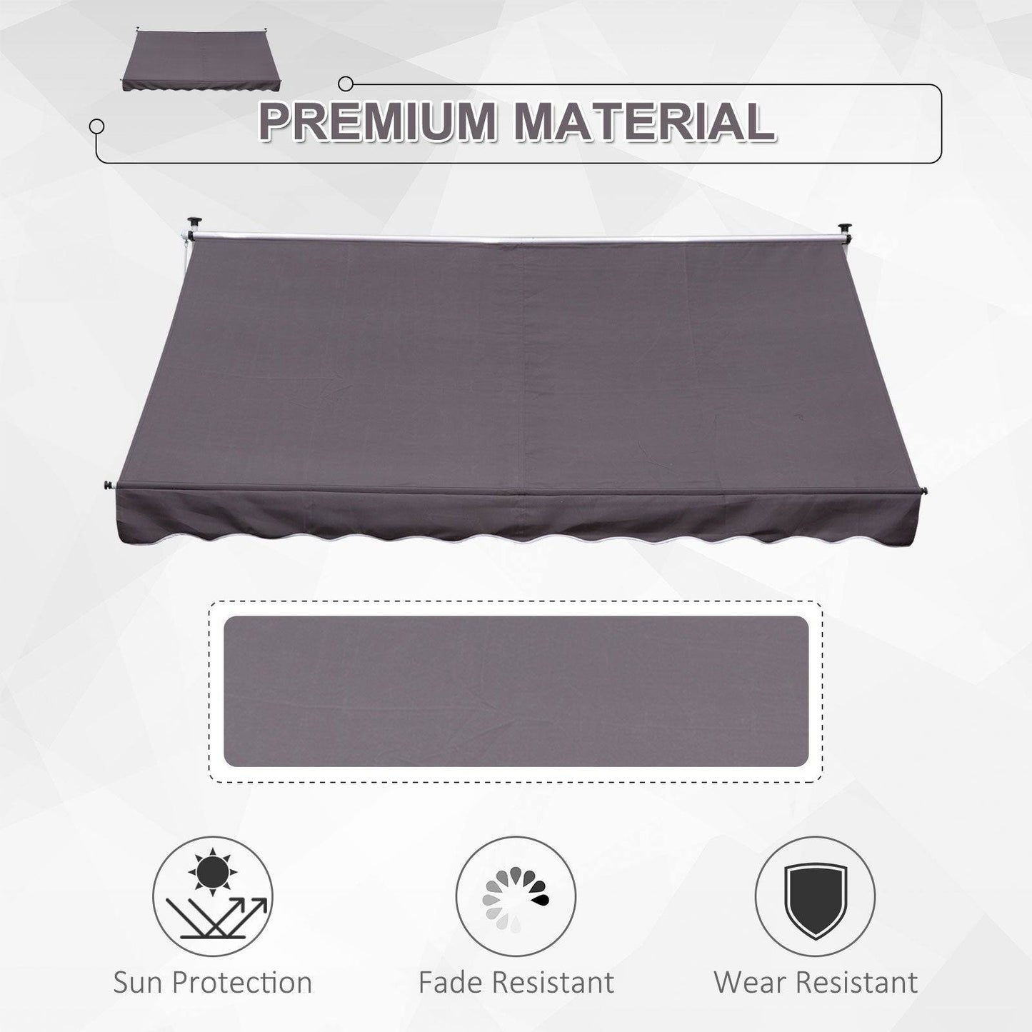 3x1.5m Adjustable Outdoor Aluminium Frame Awning Grey