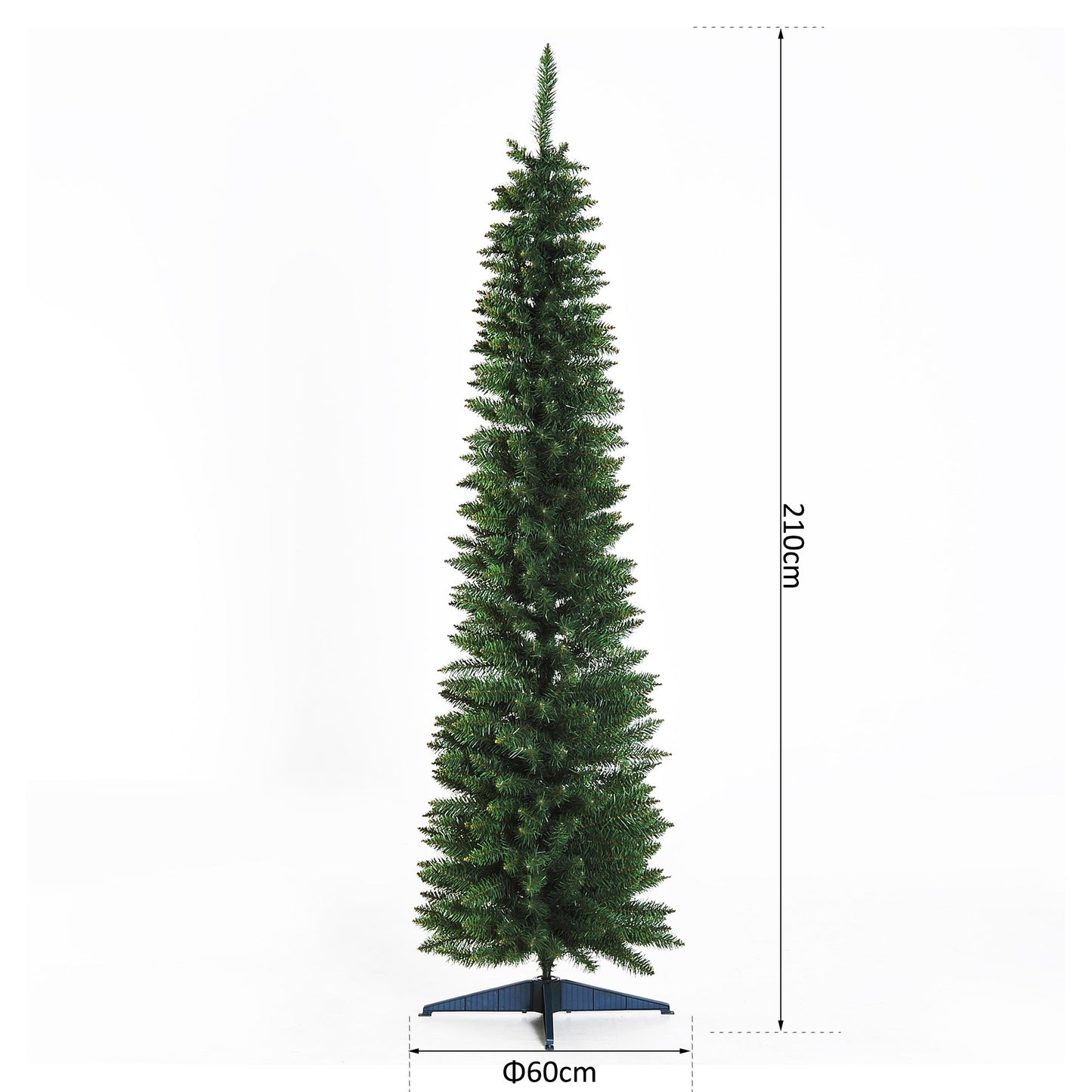 7FT Artificial Pine Pencil Slim Christmas Tree with 499 Branch Tips Xmas Holiday Décor with Stand Green