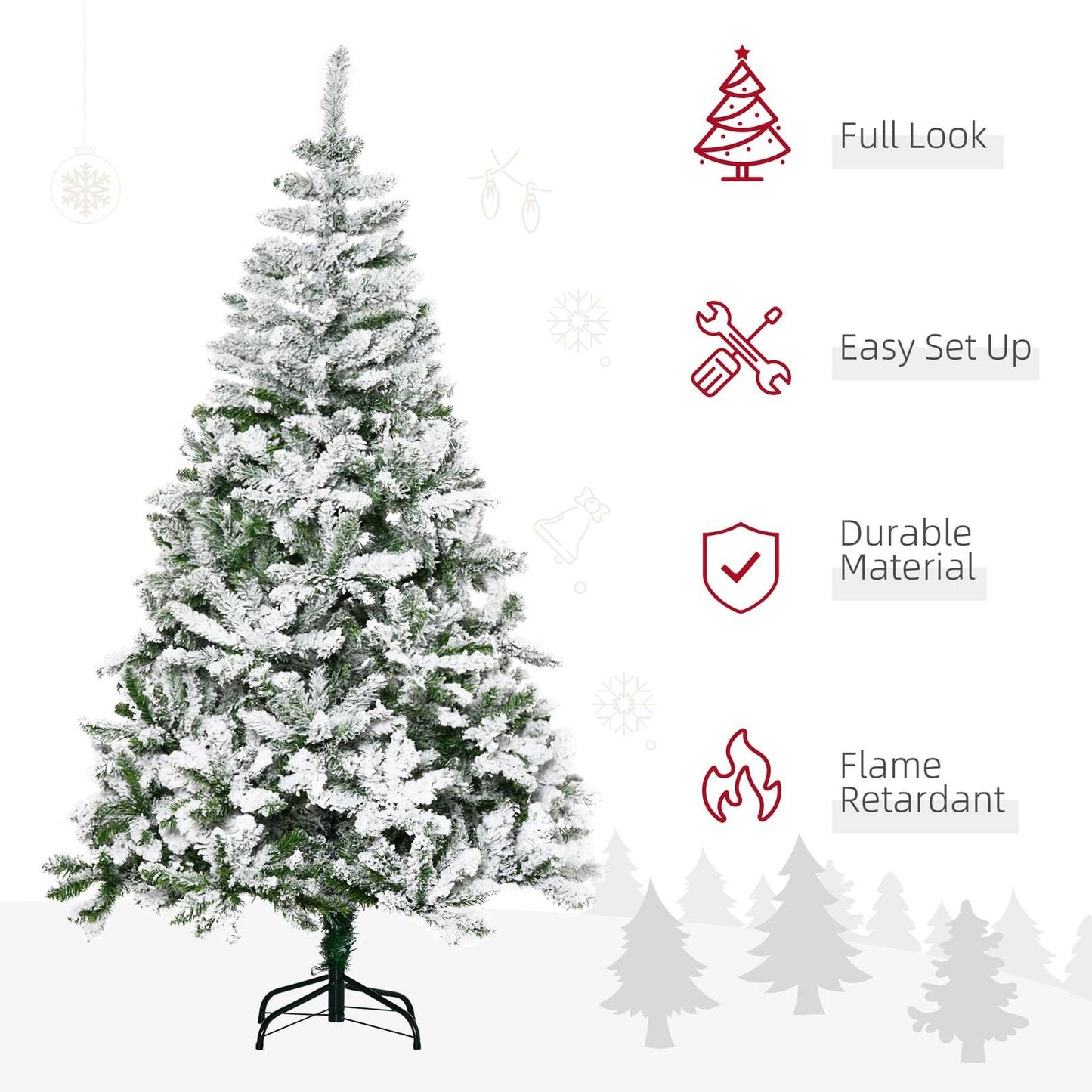 6' Snow Flocked Artificial Christmas Tree Xmas Pine Tree with Realistic Branches