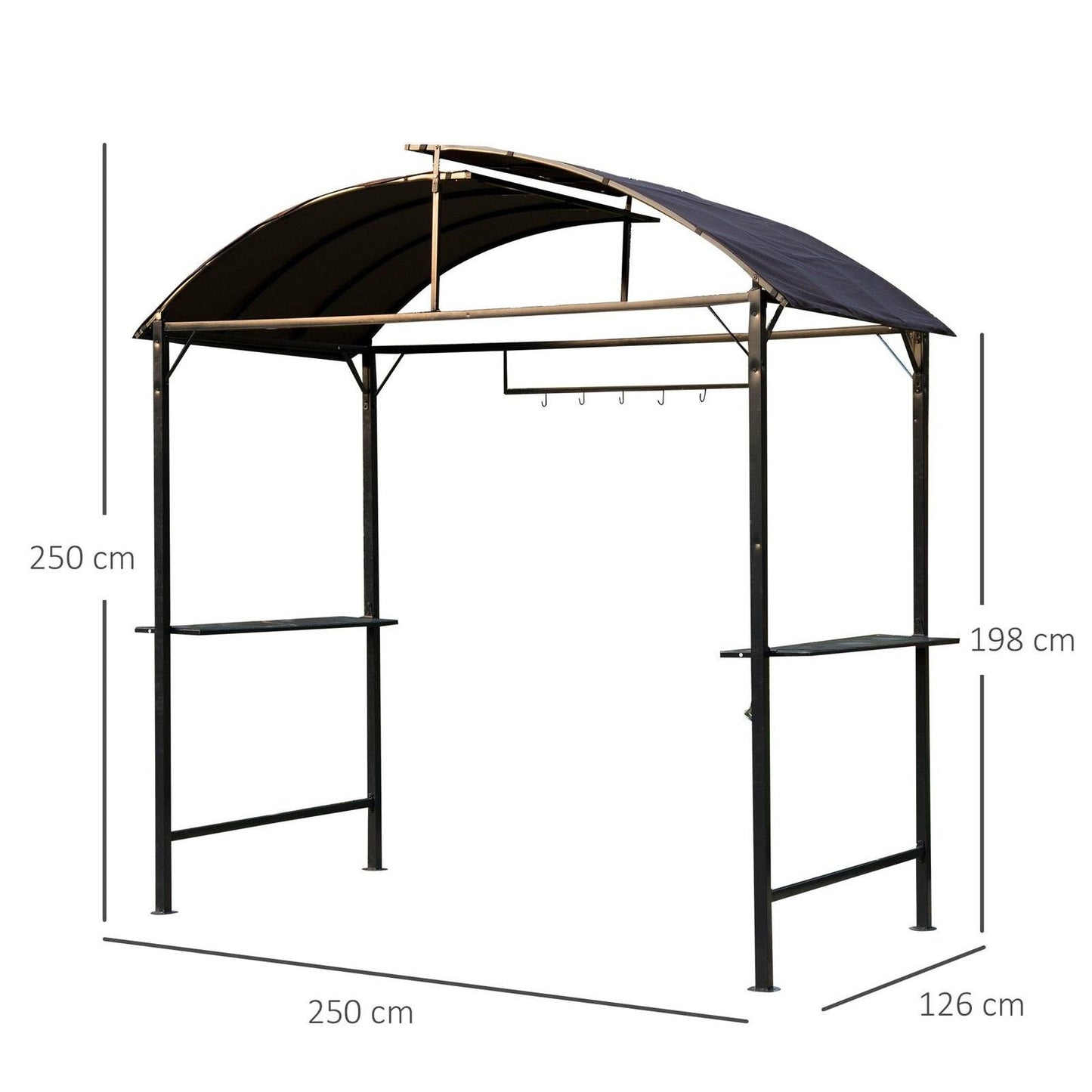 Metal Smoking Gazebo Marquee Garden Patio BBQ Tent Grill Canopy Awning Shelter - Coffee