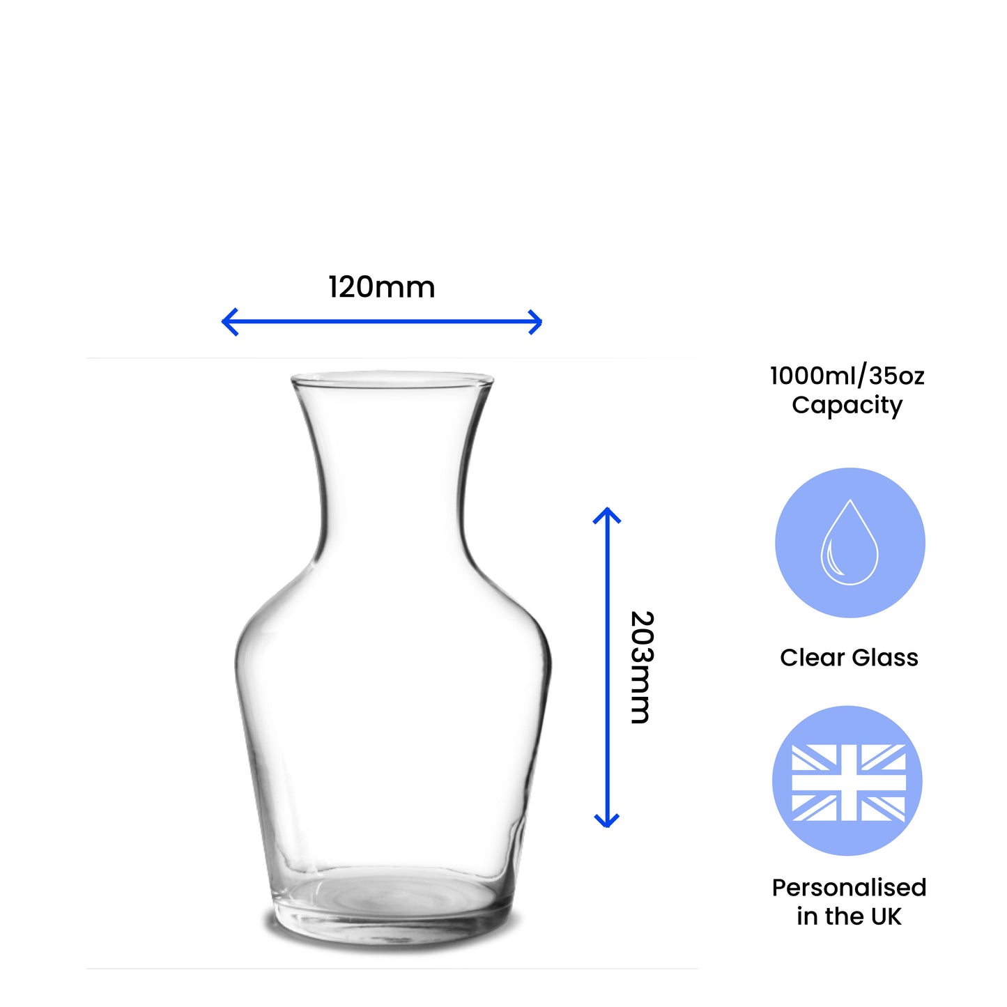 Engraved 1 Litre A Vin Carafe or Vase