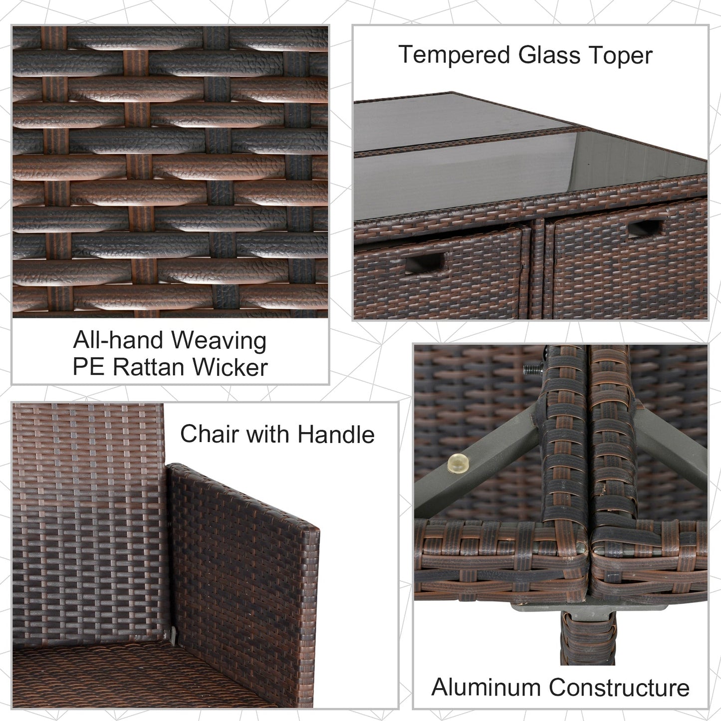 9-Pieces PE Rattan Cube Garden Furniture Set with Cushions