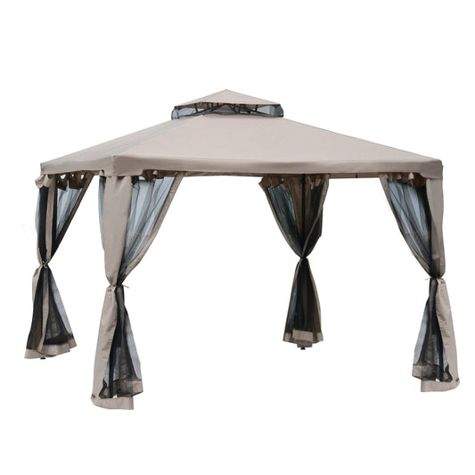 2.95X295 Garden Gazebo with Taupe Curtains