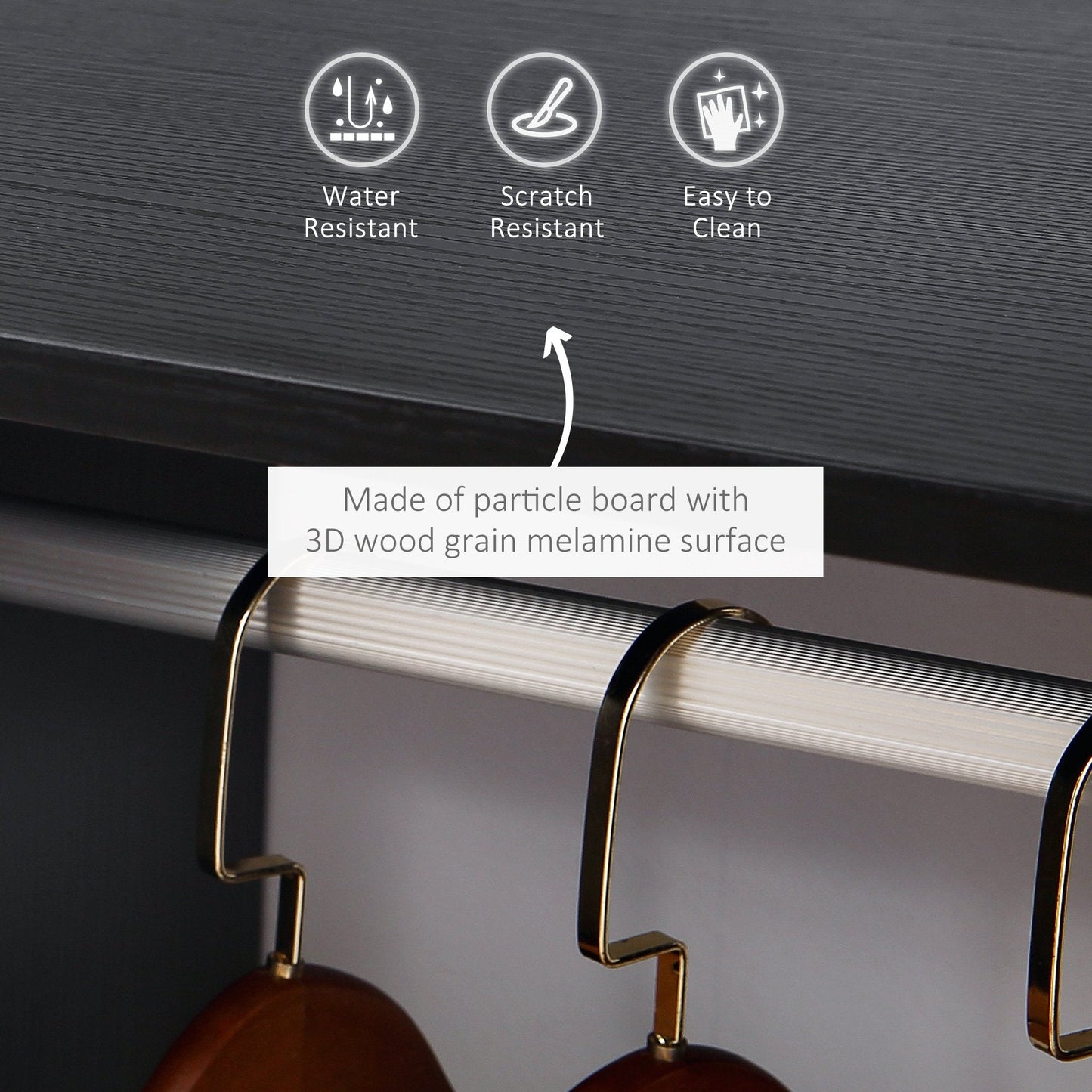 Rolling Open Wardrobe w/ Hanging Rod Storage Shelves Closet Organizer