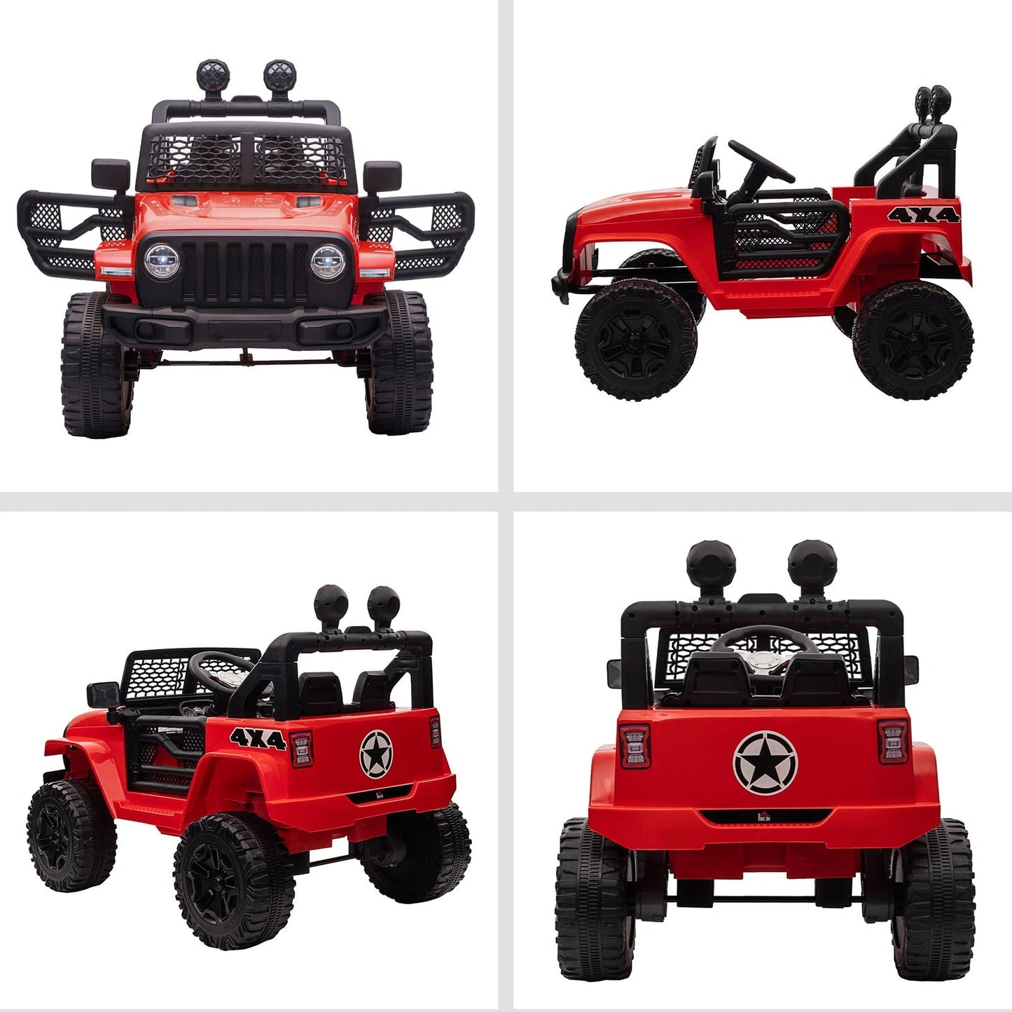 12V Battery-powered 2 Motors Kids Electric Ride On Car Truck Off-road Toy with Parental Remote Control Horn Lights Suspension Wheels for 3-6 Years Old Red