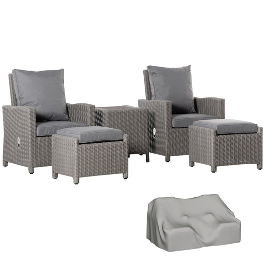 5-Pieces Outdoor PE Rattan Garden Furniture with Cushions