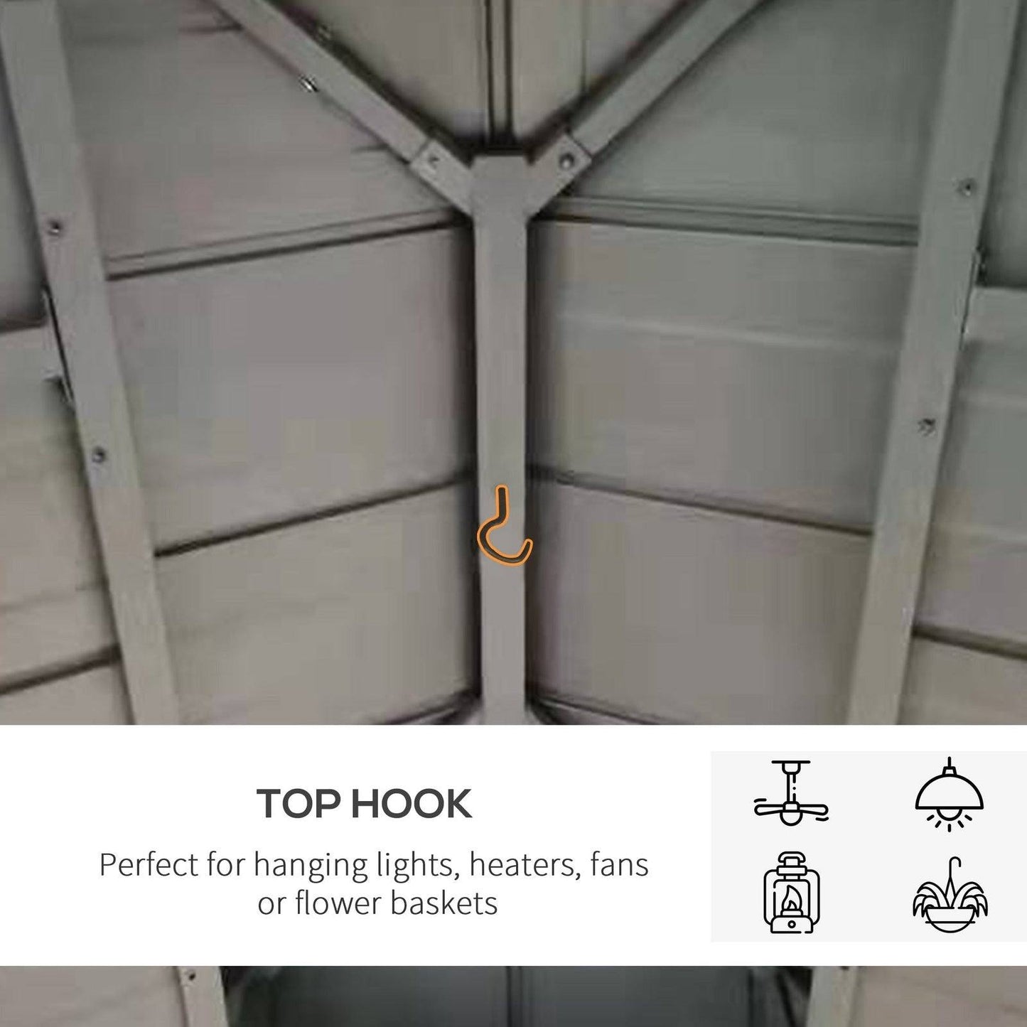 3.5 x 3.5m Outdoor Hardtop Gazebo Canopy with Two-tier Metal Roof and Solid Wood Frame Outdoor Patio Shelter for Patio