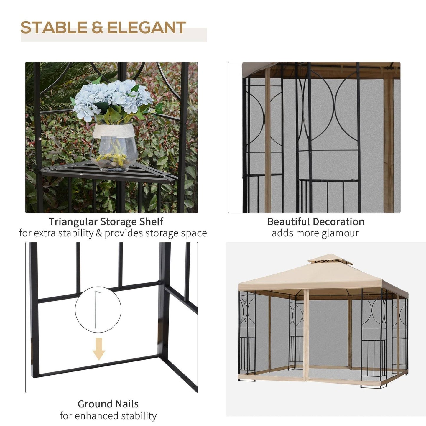 3M x 3M Garden Gazebo