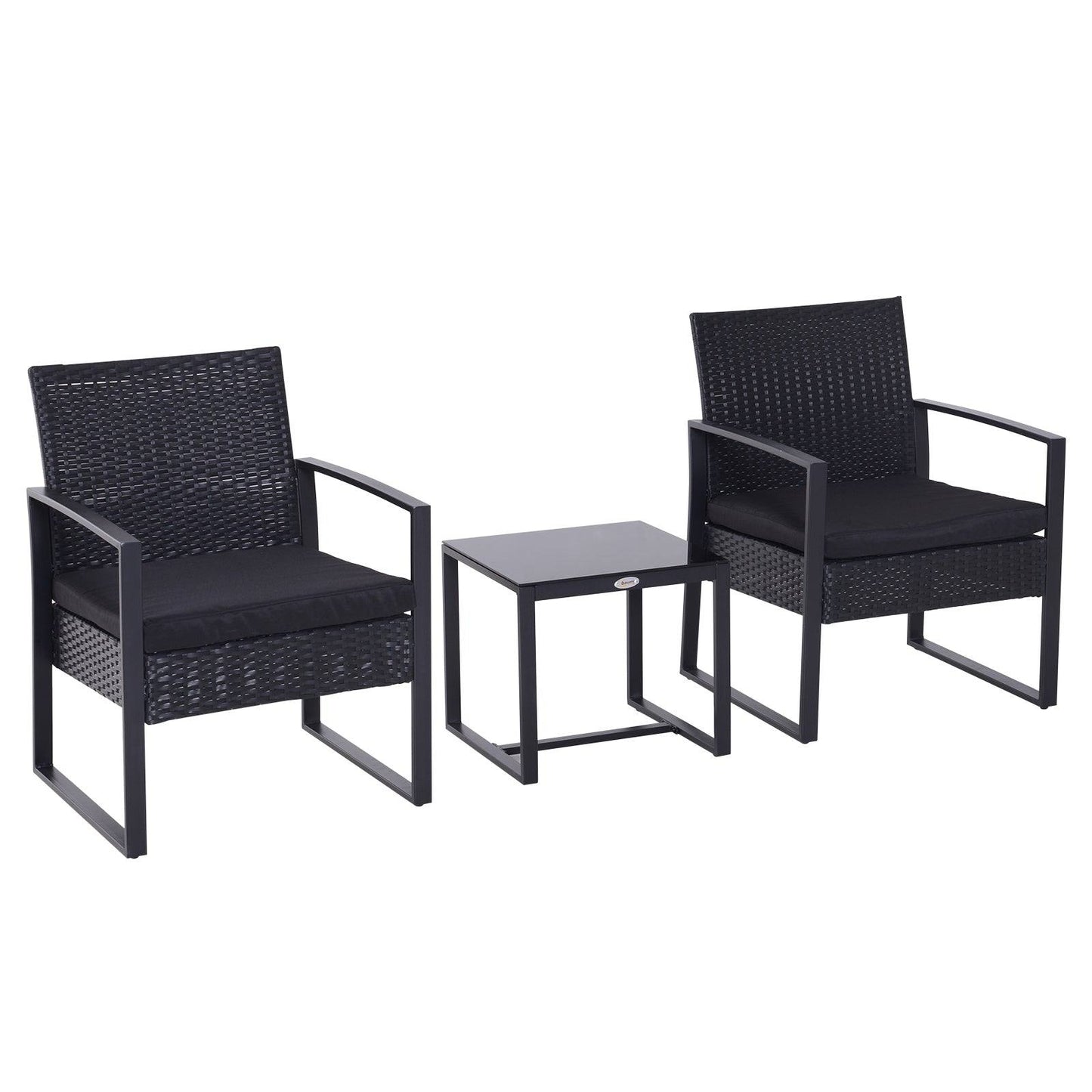 2 Seater Rattan Coffee Set-Black