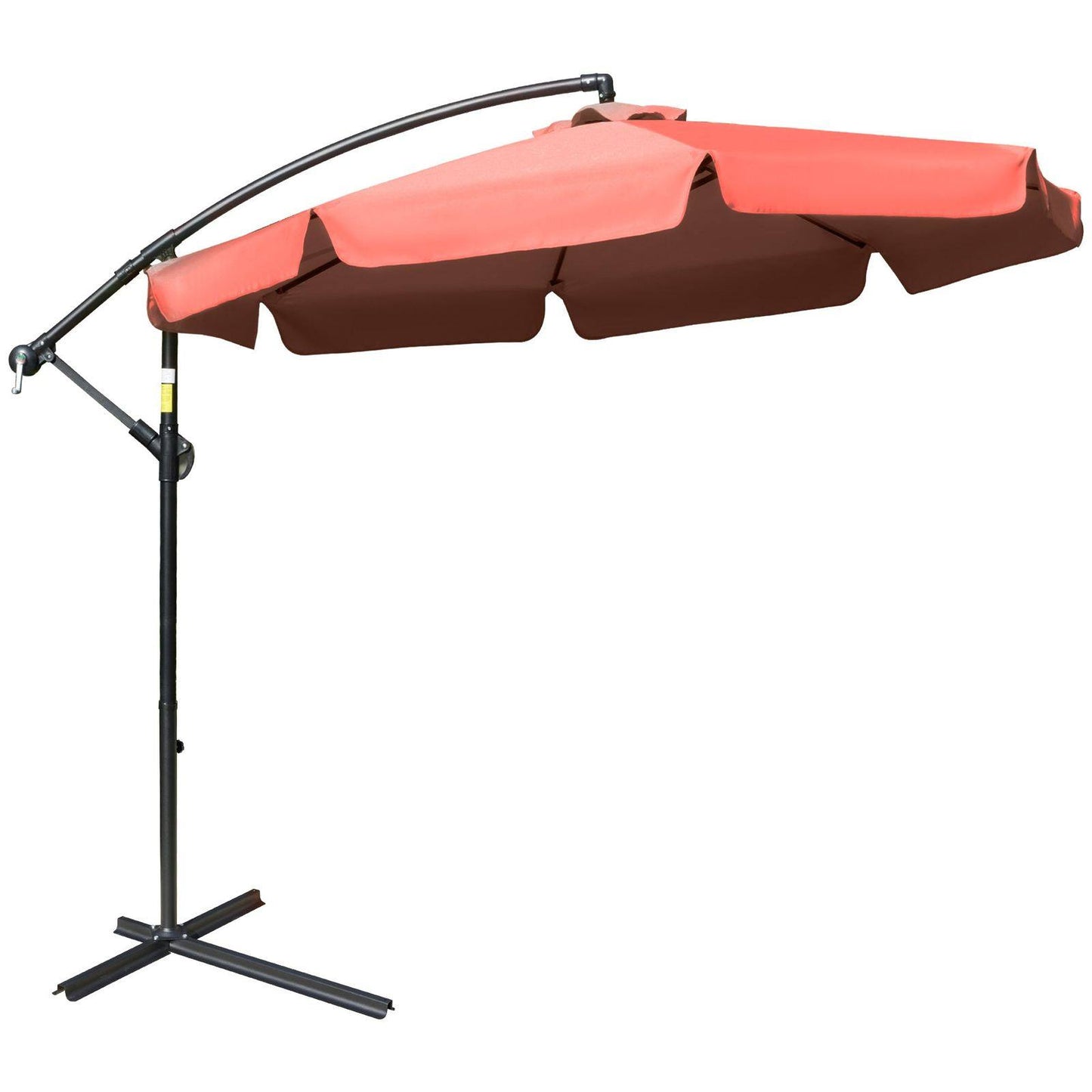 2.7m Garden Banana Parasol Cantilever Umbrella with Crank Handle and Cross Base for Outdoor