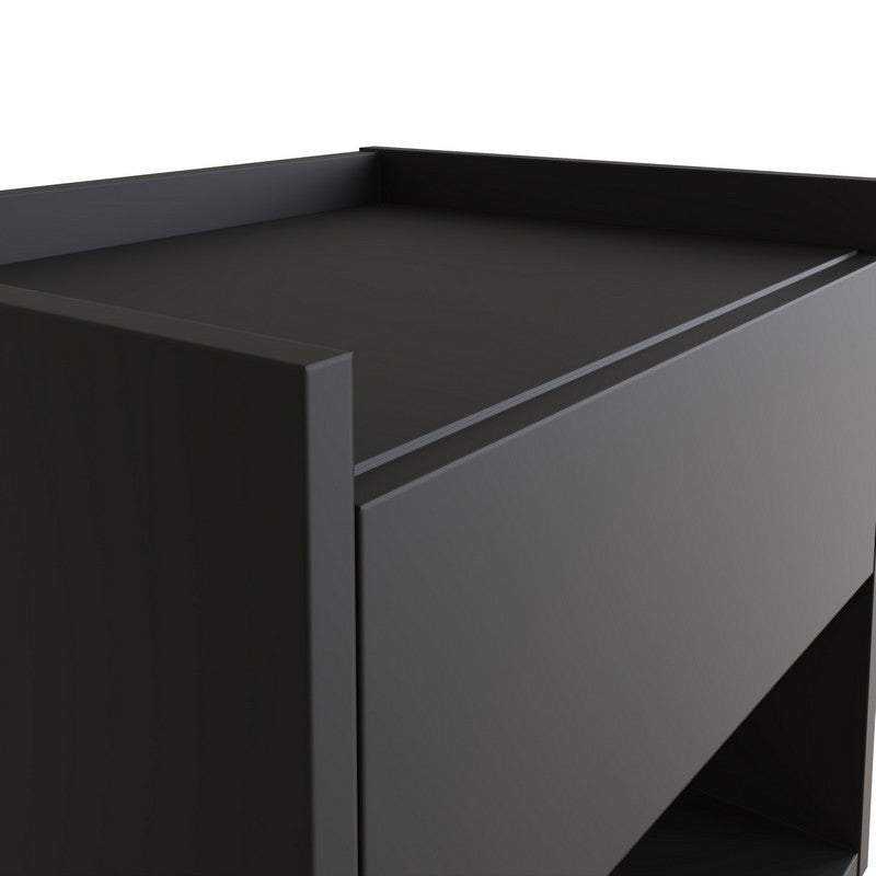 2 Harmony Bedside Tables Dark Grey 1 Shelf 1 Drawer