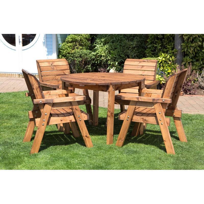 Scandinavian Redwood Garden Patio Dining Set by Charles Taylor - 4 Seat Grey Cushions