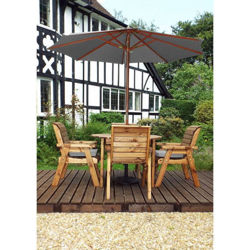 Scandinavian Redwood Garden Patio Dining Set by Charles Taylor - 4 Seat Grey Cushions