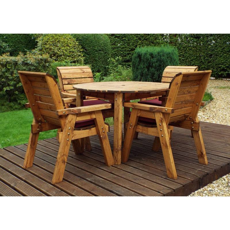Scandinavian Redwood Garden Patio Dining Set by Charles Taylor - 4 Seat Grey Cushions